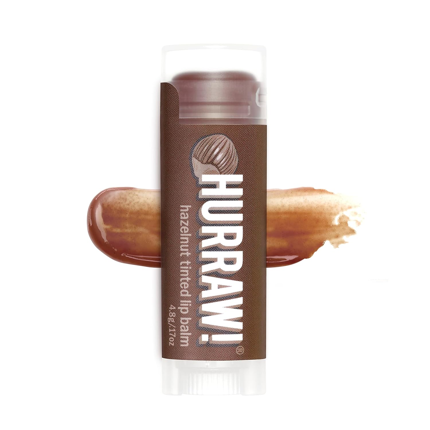 Hurraw! Bálsamo labial teñido de avellana (tinte marrón transparente) orgánico, certificado vegano, sin crueldad y sin gluten. Sin OMG, ingredientes
