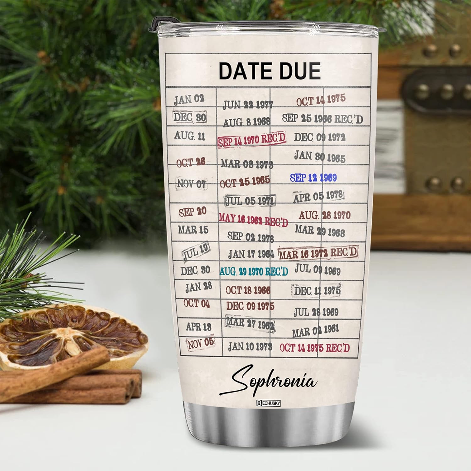 Tarjeta de fecha de vencimiento de biblioteca personalizada para biblioteca, tarjeta de fecha de vencimiento, vaso de viaje, regalo para lectores,