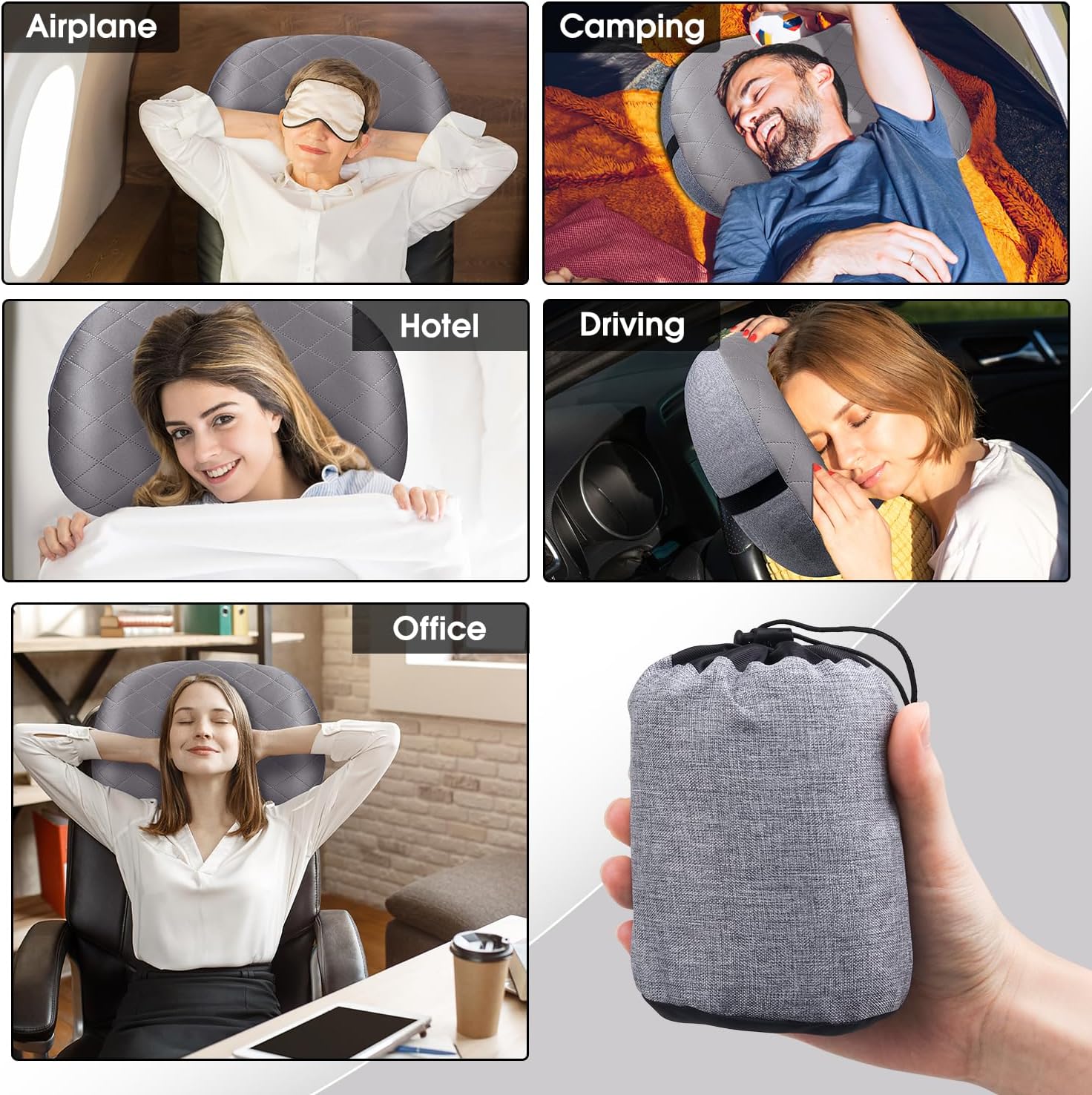 Almohada inflable para acampar con funda extraíble, almohadas de campamento ultraligeras comprimibles para dormir, mochileros, senderismo, playa,