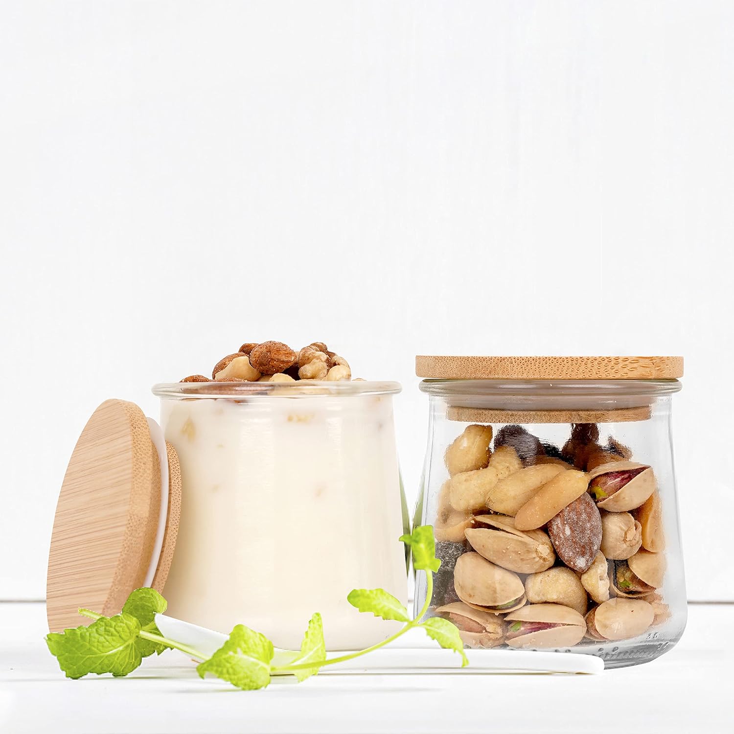 Oui – Juego de tapas para tarros de yogur Oui, tapas de madera para tarros de yogur Oui, tapas de tarros de yogur Oui con anillos de sellado de