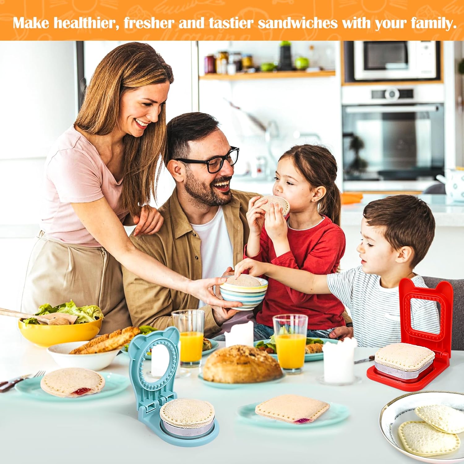 Máquina de sándwiches Uncrustables, 2 cortadores de sándwiches para el almuerzo de niños, juego de cortador de sándwich de desayuno sin costra y