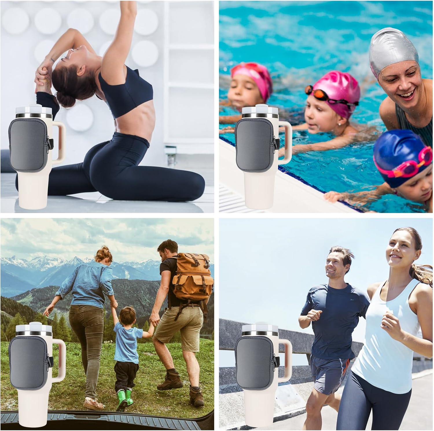 Bolsa para botella de agua, para portavasos de agua de 18 a 40 onzas, accesorios para vasos de gimnasio para mujeres y hombres para correr, caminar,