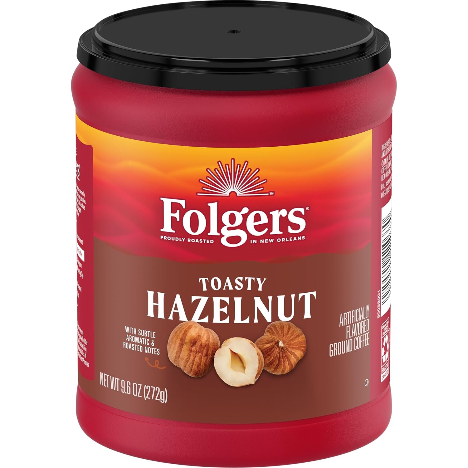 Folgers Café molido con sabor a avellana tostada, recipiente de 9.6 onzas (paquete de 6)