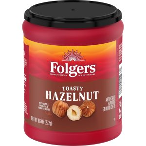Folgers Café molido con sabor a avellana tostada, recipiente de 9.6 onzas (paquete de 6) Folgers Café molido con sabor a avellana tostada, recipiente de 9.6 onzas (paquete de 6)