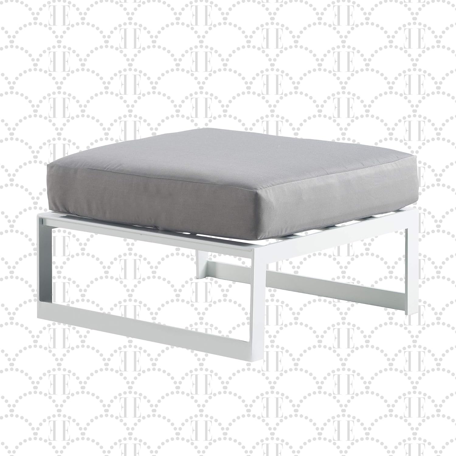 Elle Decor Modern Mirabelle – Colección de muebles modulares para patio al aire libre, marco blanco u dorado, otomano, blanco