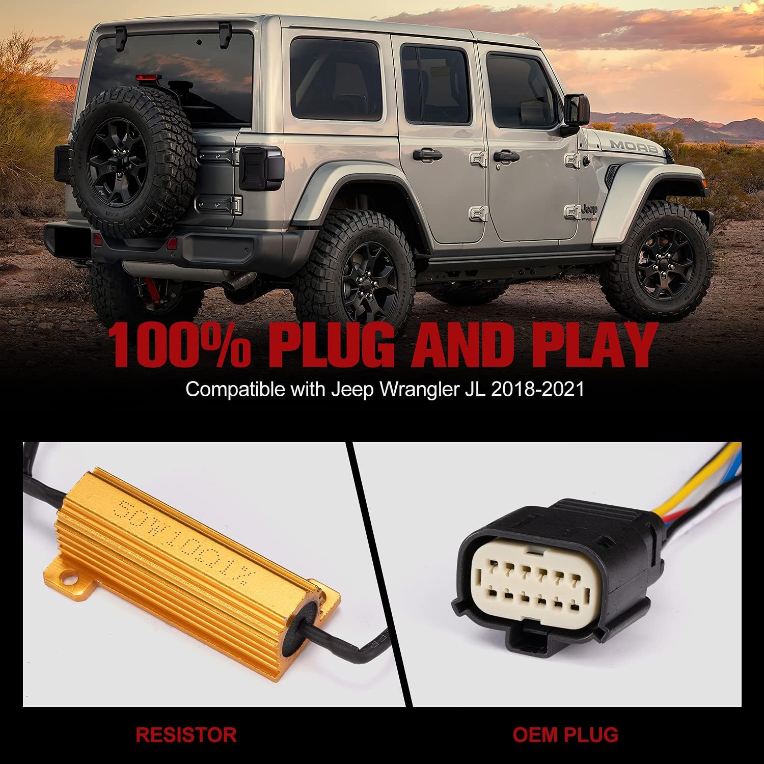 FIERYRED Luces traseras LED ahumadas compatibles con Jeep Wrangler JL 2018-2024, luces de marcha atrás