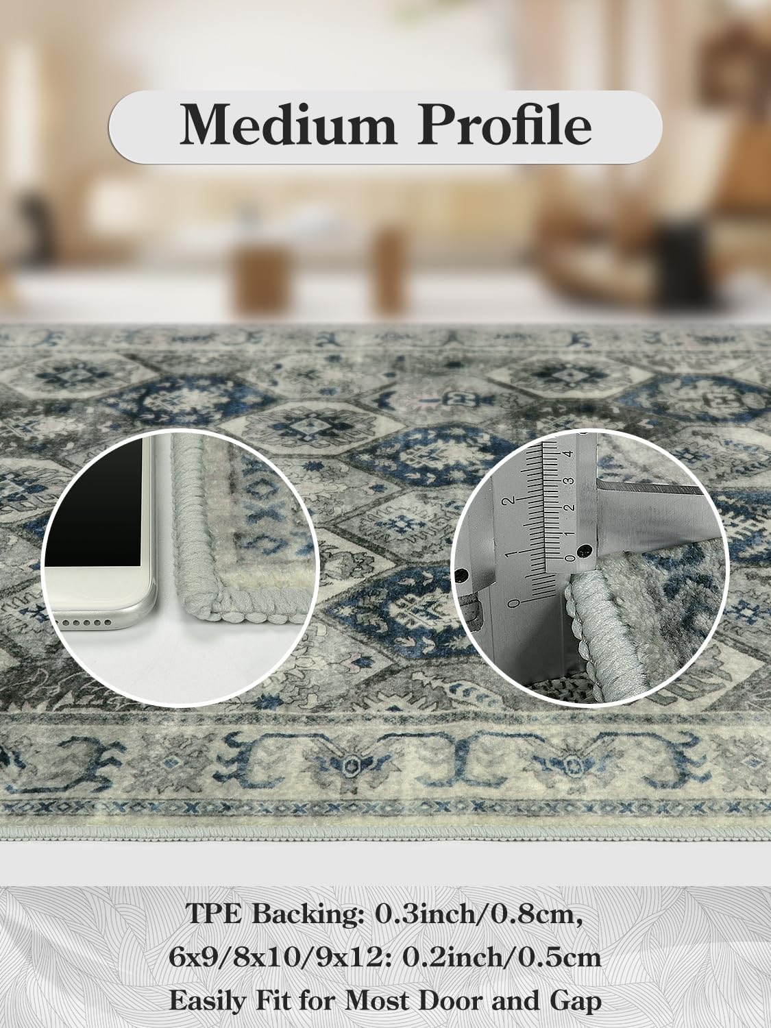 Lahome Round Rugs – Alfombra circular lavable de 6 pies para sala de estar, alfombra de dormitorio, alfombra de dormitorio, enrejado marroquí de