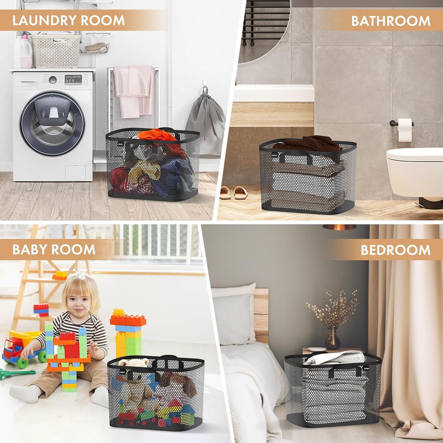 NPET Cesta de lavandería plegable de 27 litros con material impermeable de PEVA, bolsa de almacenamiento para ropa, dormitorio y hogar