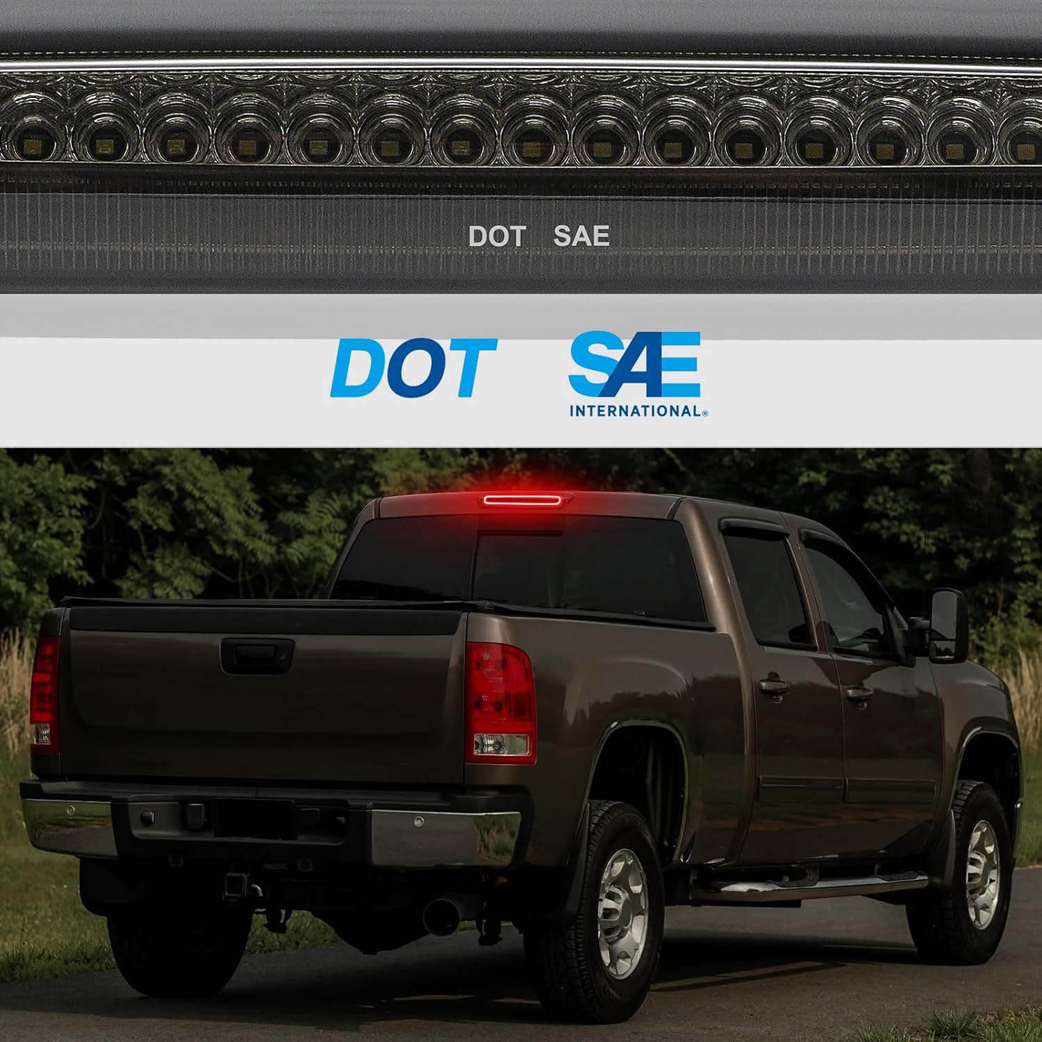Tercera luz de freno LED compatible con Silverado Sierra 2007-2013 1500 2500 3500 1500HD 2500HD 3500HD 3 luz de freno, luz de freno central trasera,