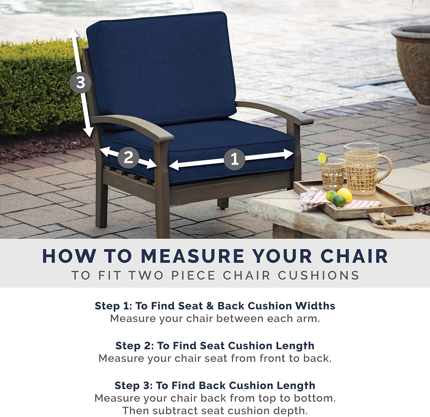Arden Selections Outdoor Adirondack Cushion, 20 x 17, Water Repellent, Fade Resistant, for Adirondack or Rocking chairs 17 x 20, Clark Blue