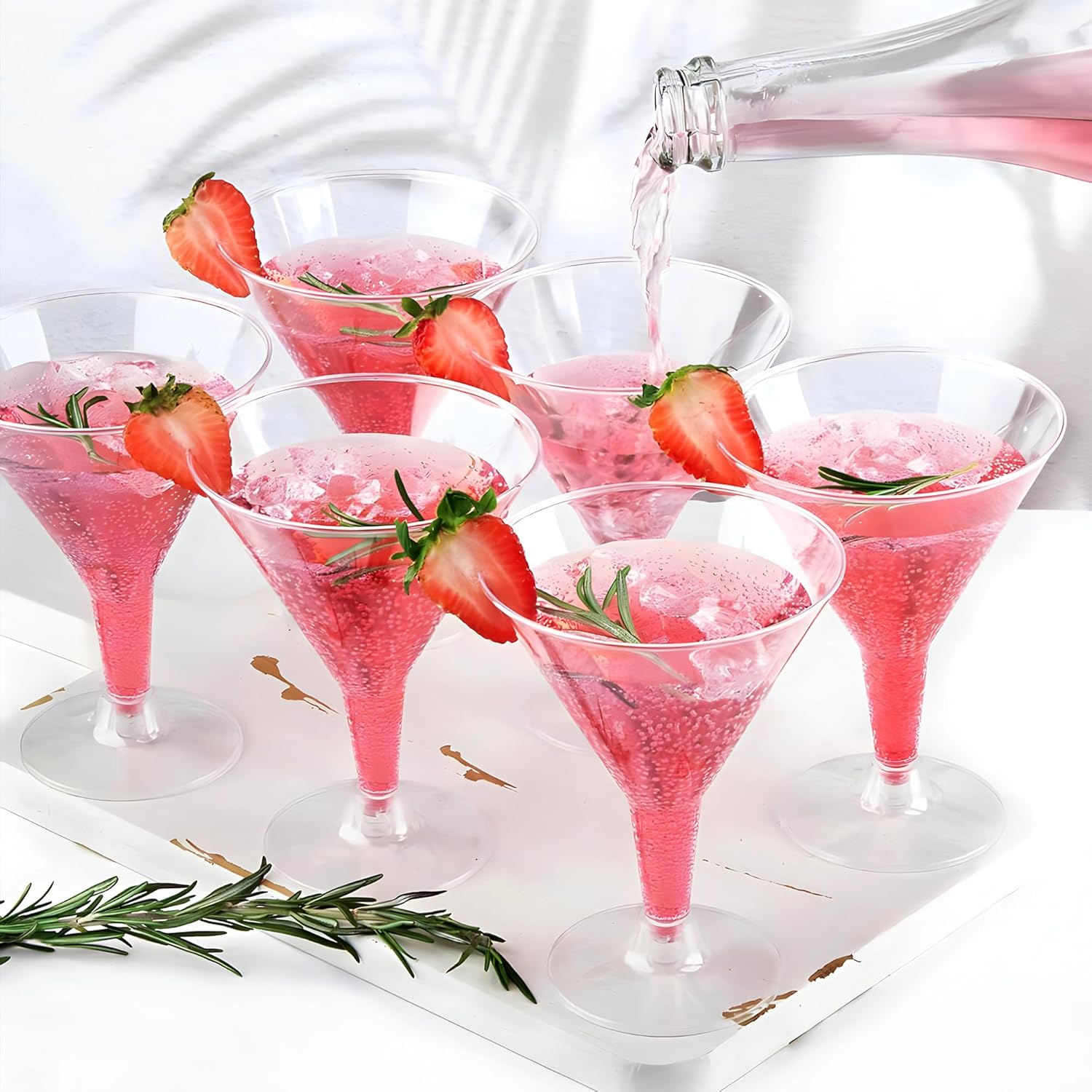 Elegantes tazas de Martini de plástico transparente, 6 onzas (6 unidades) – Vasos de cóctel de plástico de alta calidad y vasos de fiesta,