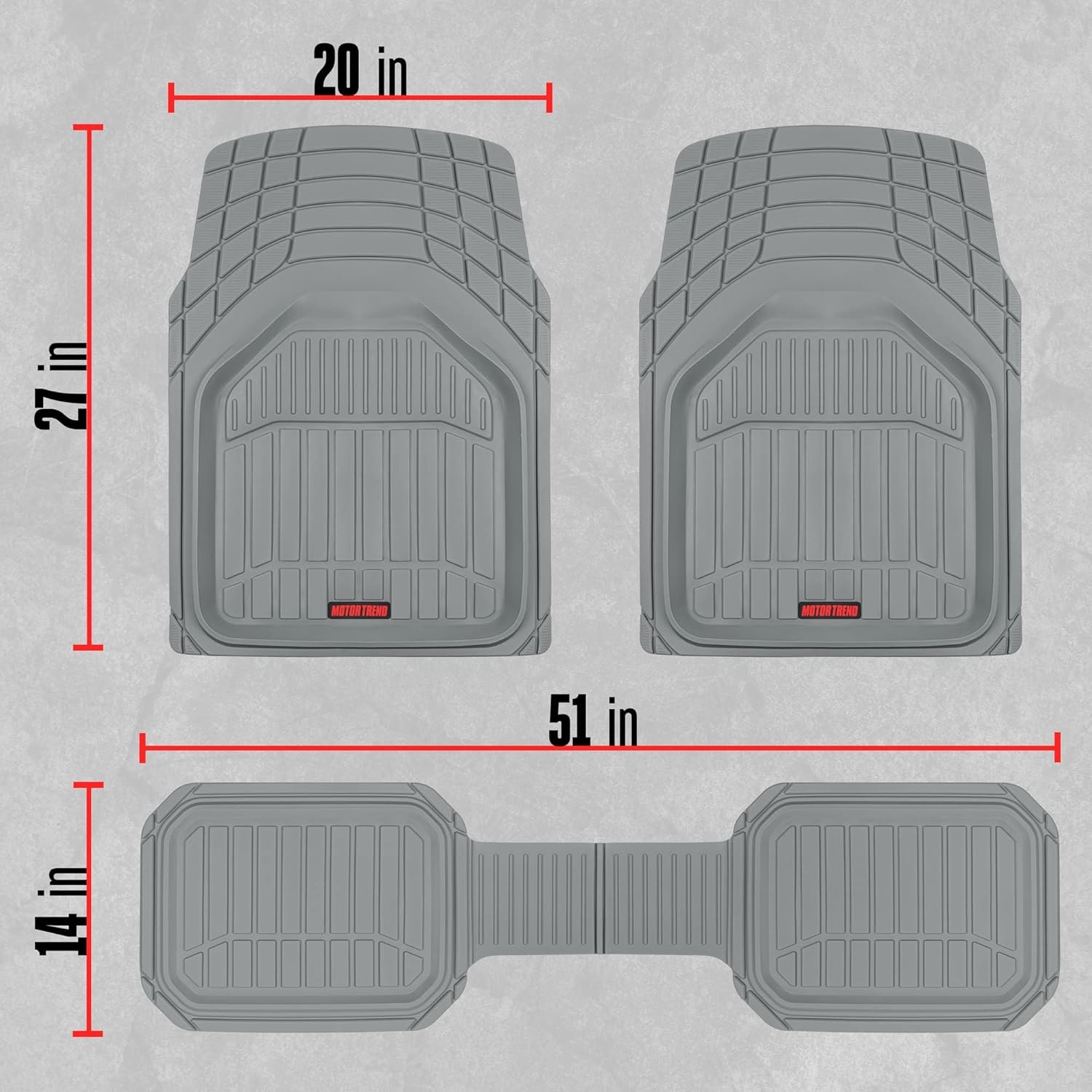 Motor Trend 943-GR FlexTough Defender – Tapetes para vehículos de gran profundidad, resistentes, de contorno, para todo tipo de clima, pueden