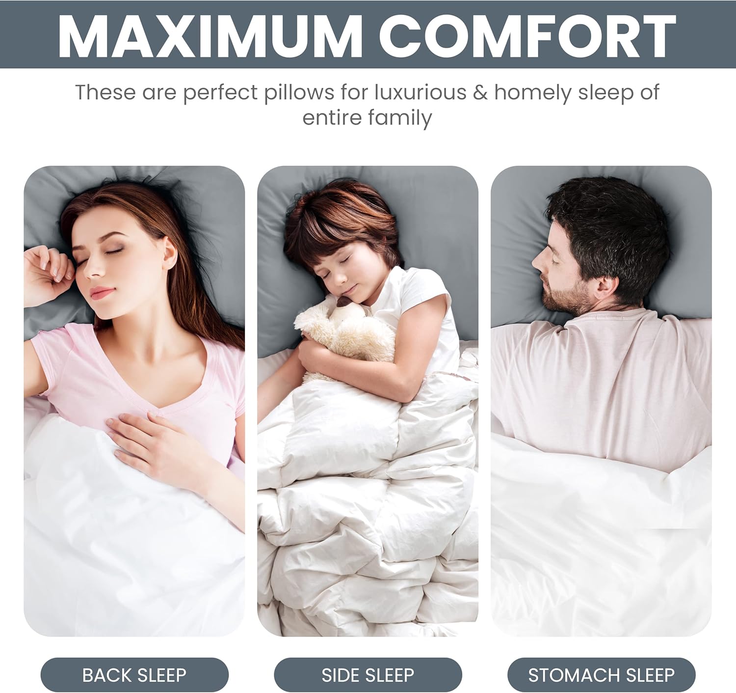 Utopia Bedding Almohadas de cama para dormir (gris), tamaño Queen, juego de 2, almohadas de hotel, almohadas refrescantes para dormir de lado,