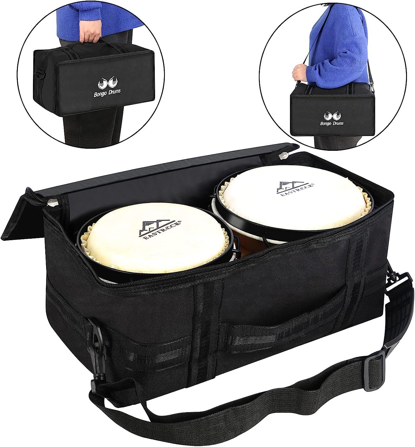 EastRock Bongo – Juego de tambor de 6 y 7 pulgadas para adultos, niños, principiantes, profesionales, instrumentos de percusión de madera y metal