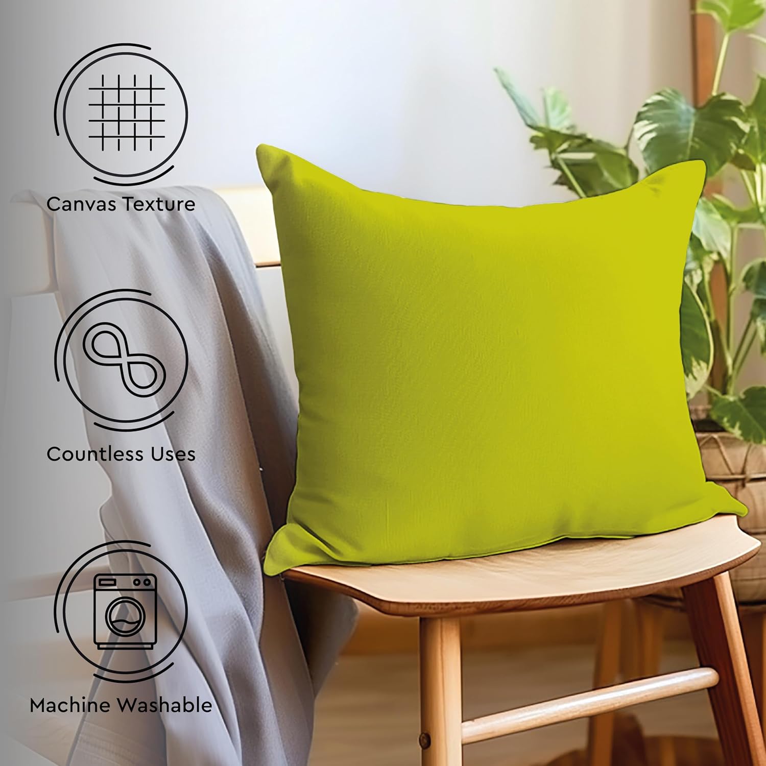 Encasa XO Juego de 4 fundas de almohada de 18 x 18 pulgadas  Sin relleno  Fundas de almohada de algodón para sala de estar, cama, sofá, sofá  Fundas