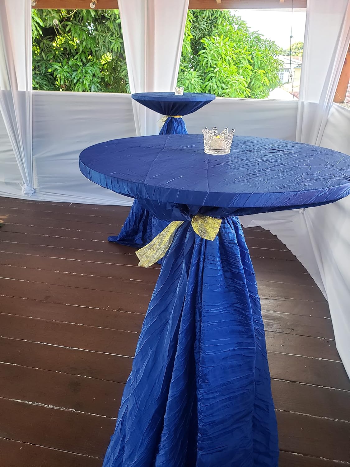 Your Chair Covers – Mantel redondo de tafetán arrugado de 120 pulgadas – Azul real, mantel de comedor brillante aplastado para bodas, fiestas,