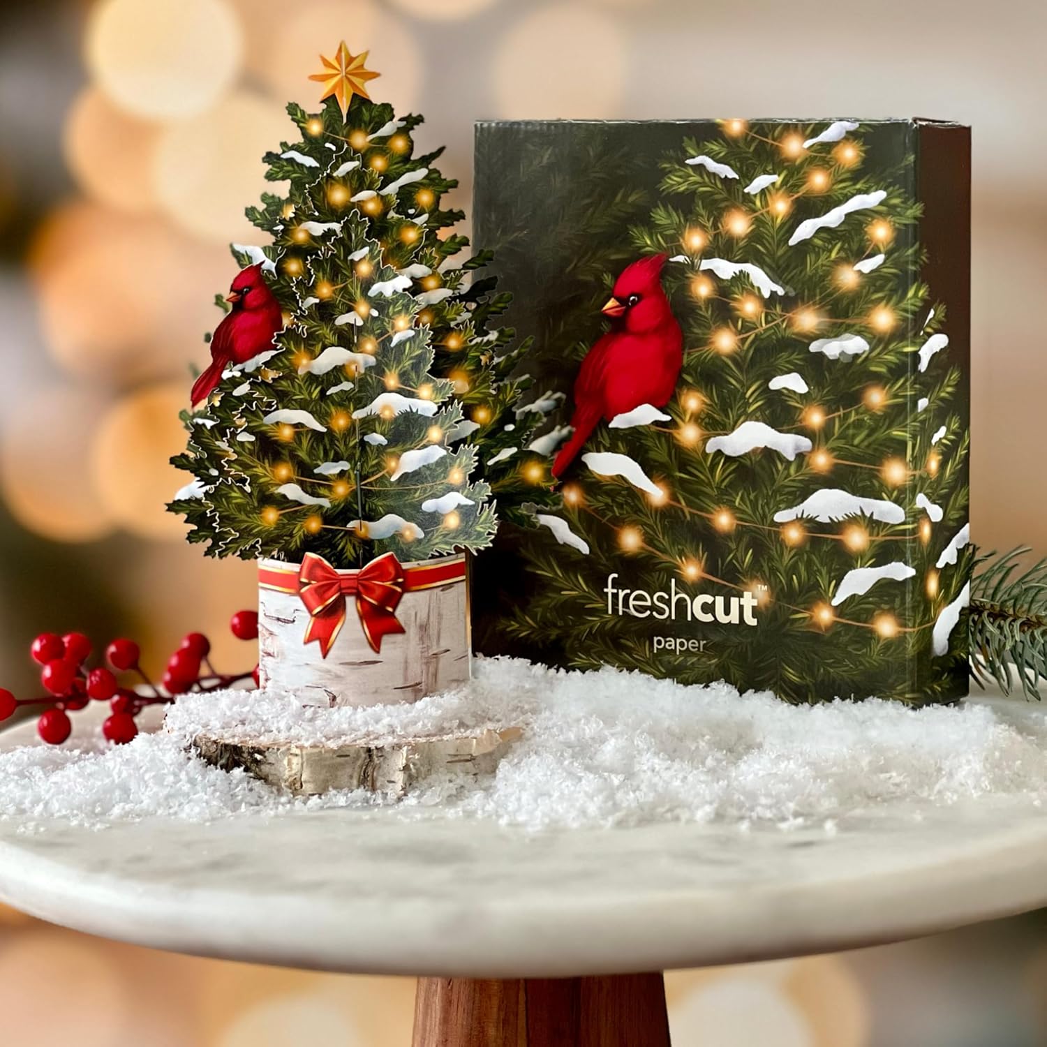 Freshcut Paper Tarjetas desplegables, mini árbol de Navidad de 7 pulgadas, tarjetas de felicitación emergentes 3D, tarjetas de Navidad, tarjetas de