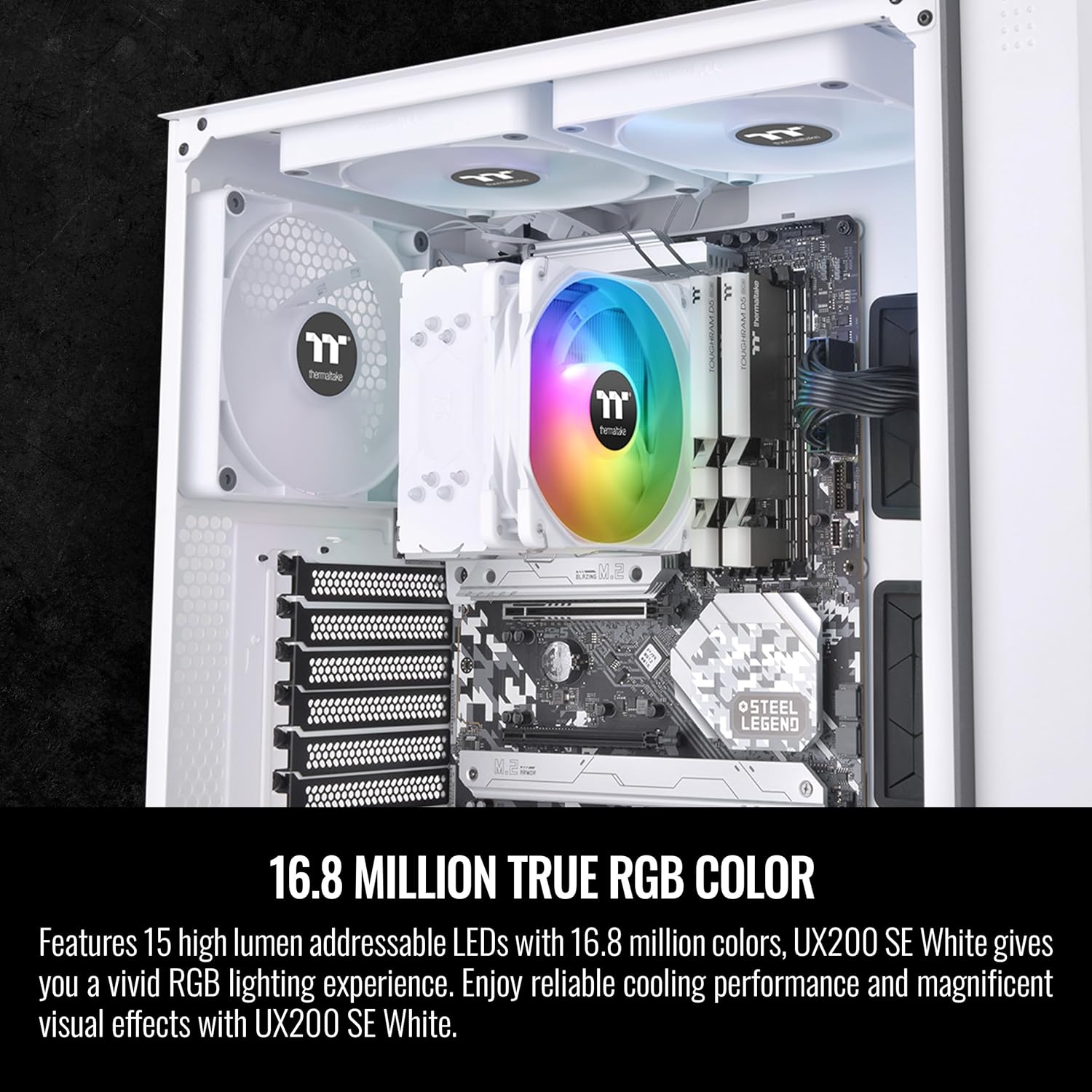Thermaltake UX200 SE Placa base blanca 5V Sincronización ARGB 16.8 millones de colores 15 LED direccionables IntelAM5AMD (LGA 1700) Enchufe