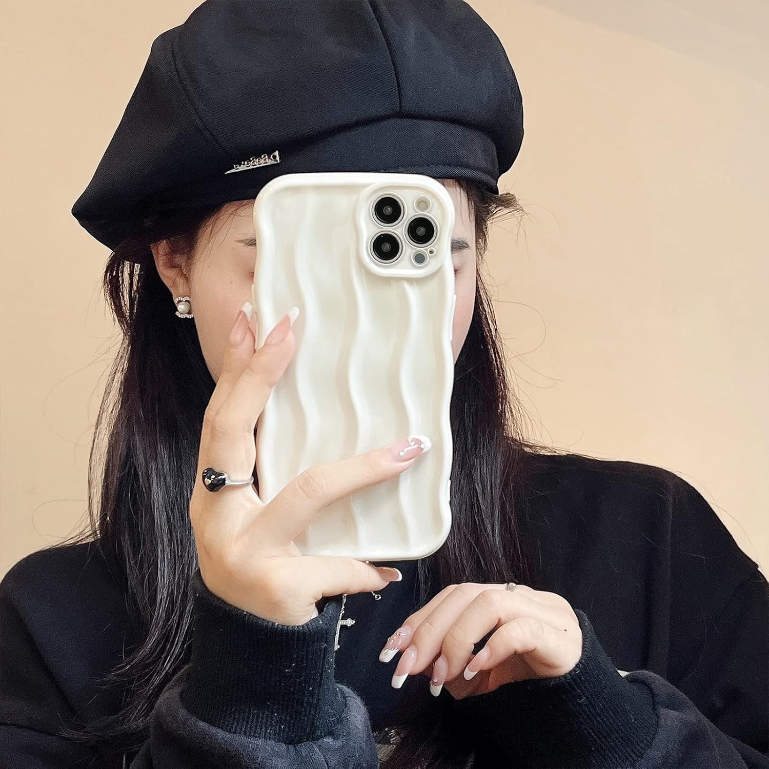 XIZYO Funda para iPhone 13 Pro de 6.1 pulgadas, bonita funda ondulada y ondulada para teléfono, diseño estético de ondas de agua, funda protectora