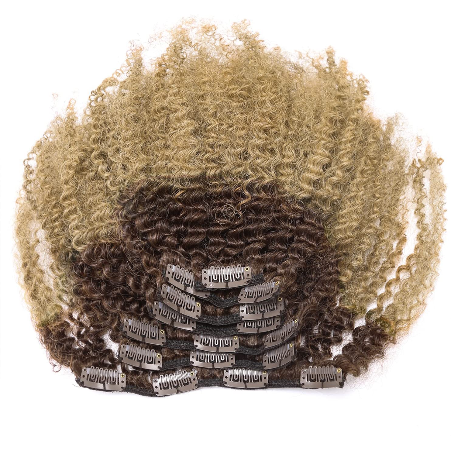 Ombre Remy Extensiones de cabello humano en clip Afro Kinky Curly 4B 4C 100% Extensiones de Cabello Negro Natural de 10 -22 pulgadas  25.4 – 55.88