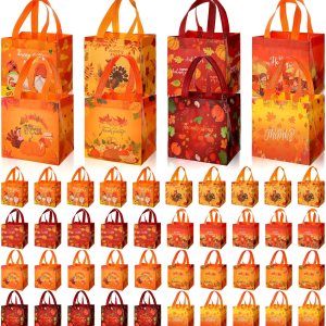 Sweetude 48 bolsas de mano de Acción de Gracias, bolsas de regalo de otoño, regalo de fiesta de Acción de Gracias, bolsas no tejidas con asas, Sweetude 48 bolsas de mano de Acción de Gracias, bolsas de regalo de otoño, regalo de fiesta de Acción de Gracias, bolsas no tejidas con asas,