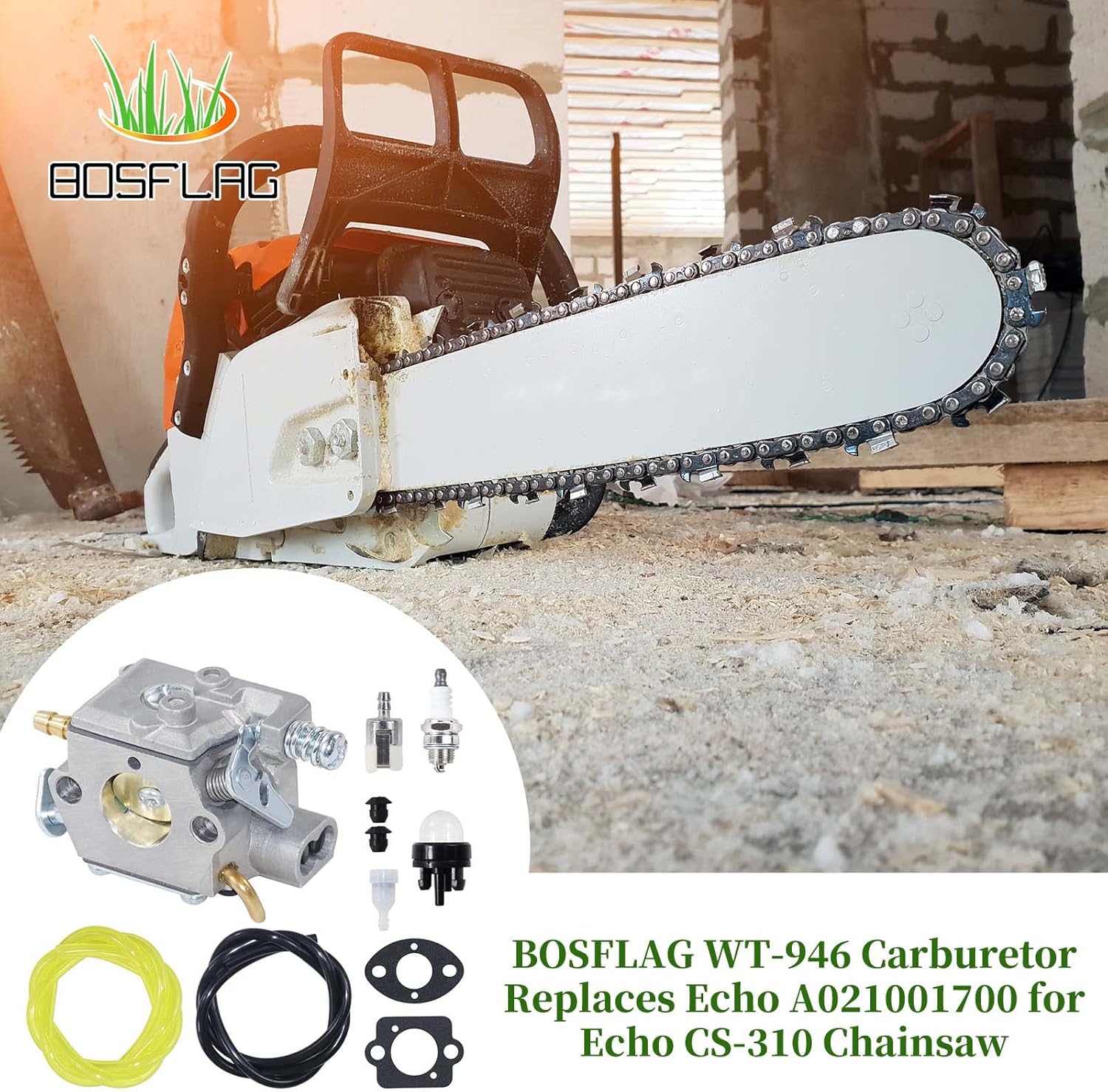 BOSFLAG El carburador WT-946 reemplaza a Walbro WT-946, WT 946, WT946, Echo A021001700 para motosierras Echo CS-310, CS 310, CS310