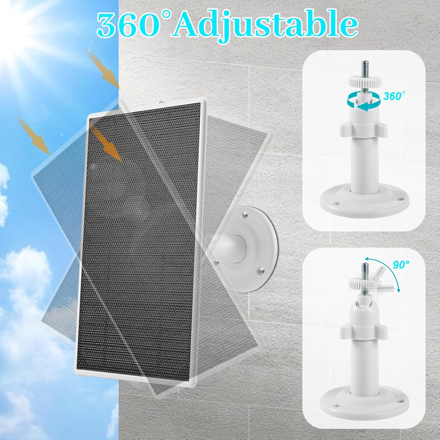 Cargador de panel solar para cámara Arlo, potencia compatible con Pro 4, Arlo Pro 5S, Pro 3, Floodlight, Ultra 2 y Ultra, cable de 13 pies13.1 ft,