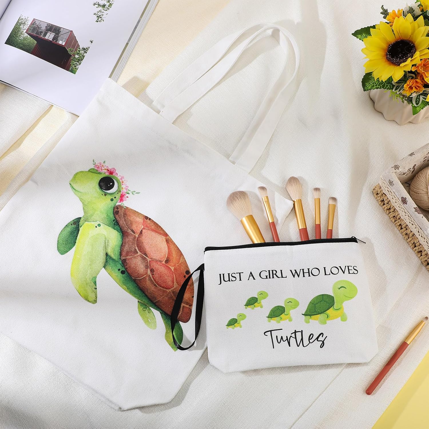 Sieral 2 piezas de regalos para mujeres, amantes de los animales, bolsa de maquillaje, bolsa de regalo, bolsa de maquillaje para mujer amante de los