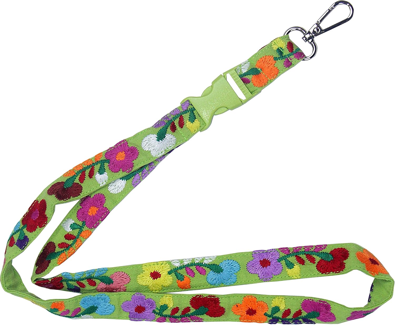 YZXDORWJ Cordón mexicano bordado floral con clip para llaves, estilo bohemio, para identificación con hebilla de seguridad
