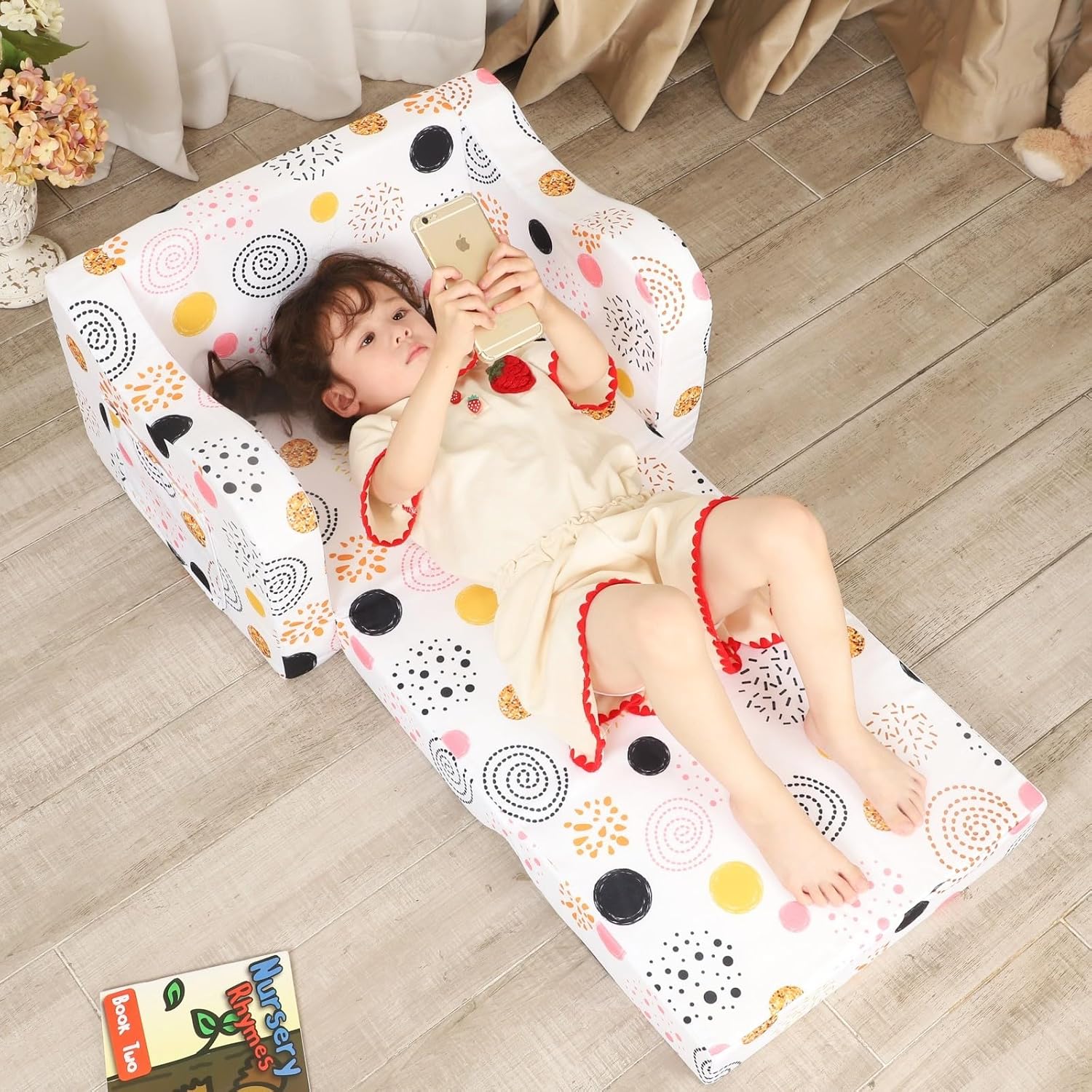 Sofá infantil de fuegos artificiales, sofá plegable 2 en 1, sofá convertible a cama para niñas y niños