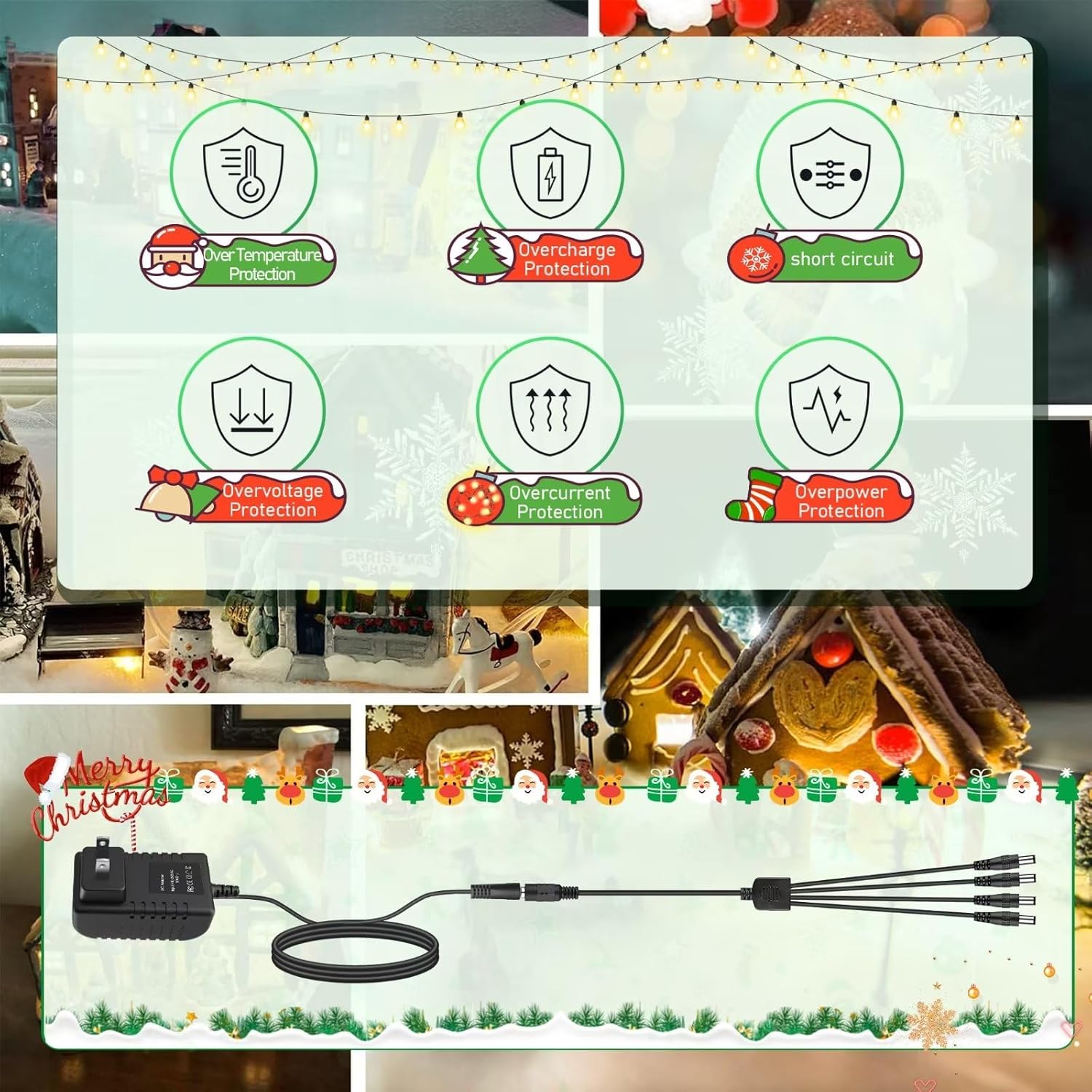 SLLEA Adaptador de CA de repuesto para Lemax iluminado 94564 44241 64517 74269 74274 Christmas Village SPO