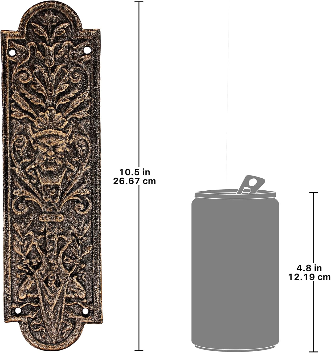 Design Toscano Greenman – Placa de hierro para puerta, color bronce