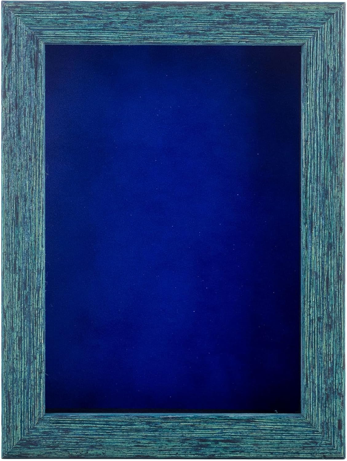 Marco de caja de sombra de madera azul de 11 x 14 pulgadas, con una profundidad de visualización de 1 pulgada, incluye un tablero de respaldo azul