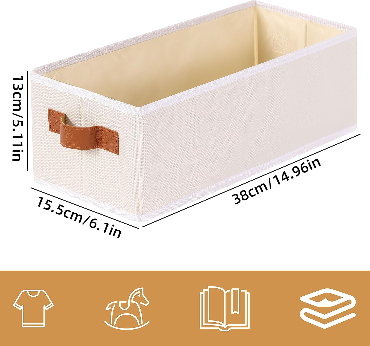 Paquete de 3 cubos de almacenamiento, contenedores organizadores plegables abiertos, cajas de ropa plegables con asas dobles, contenedores de
