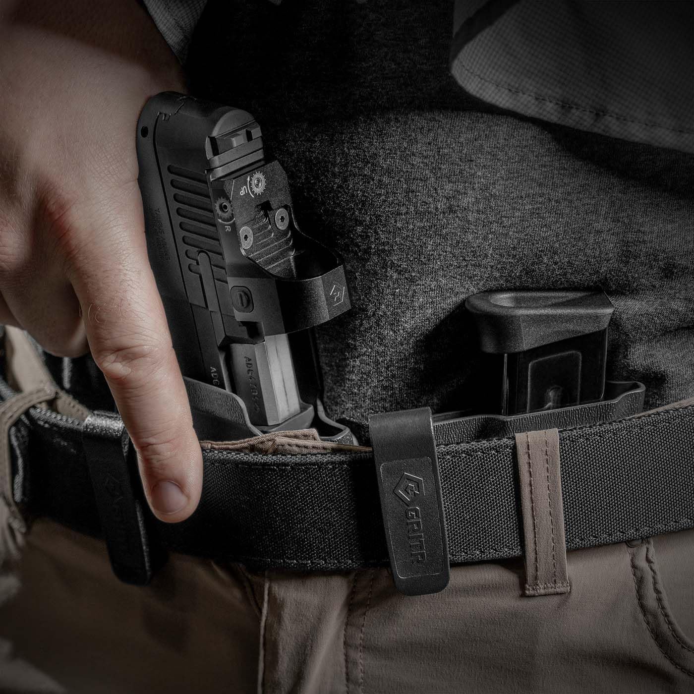 GRITR IWB Appendix Carry Kydex RightLeft Hand Gun Holster Compatible with Taurus G2cG2sG3cG3x wMagazine Holder, Optic Cut, Open Bottom, Adjustable