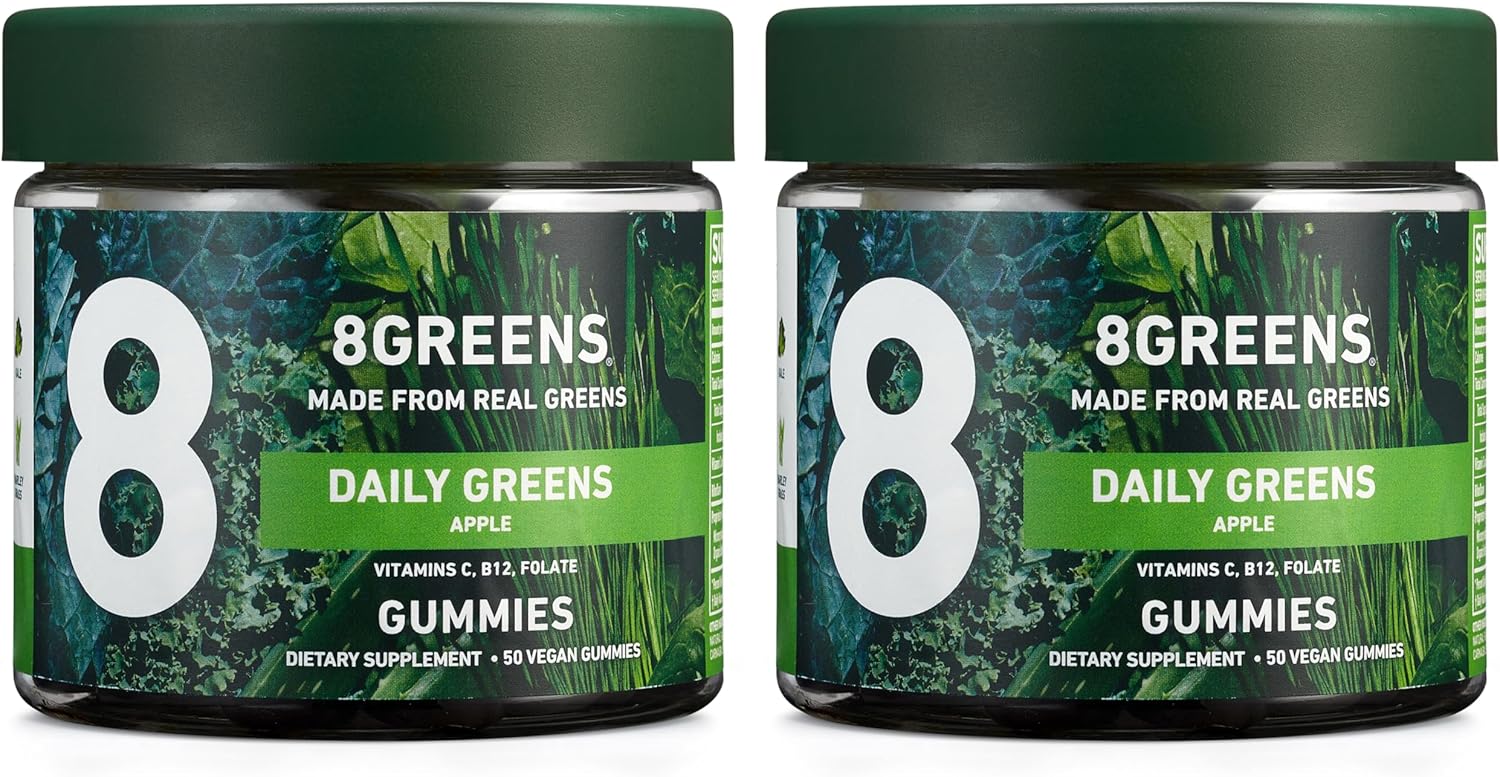 8Greens Daily Greens – Gomitas de superalimentos, refuerzo de energía y apoyo inmunológico, hechas con verduras reales, altas en antioxidantes,