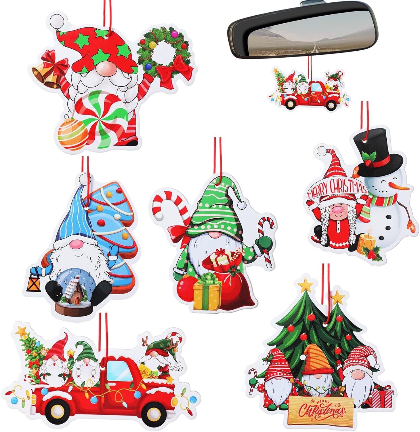 Zhanmai 24 ambientadores navideños para automóvil, adornos colgantes fragantes con ambientador, decoración perfumada para árbol de Navidad,