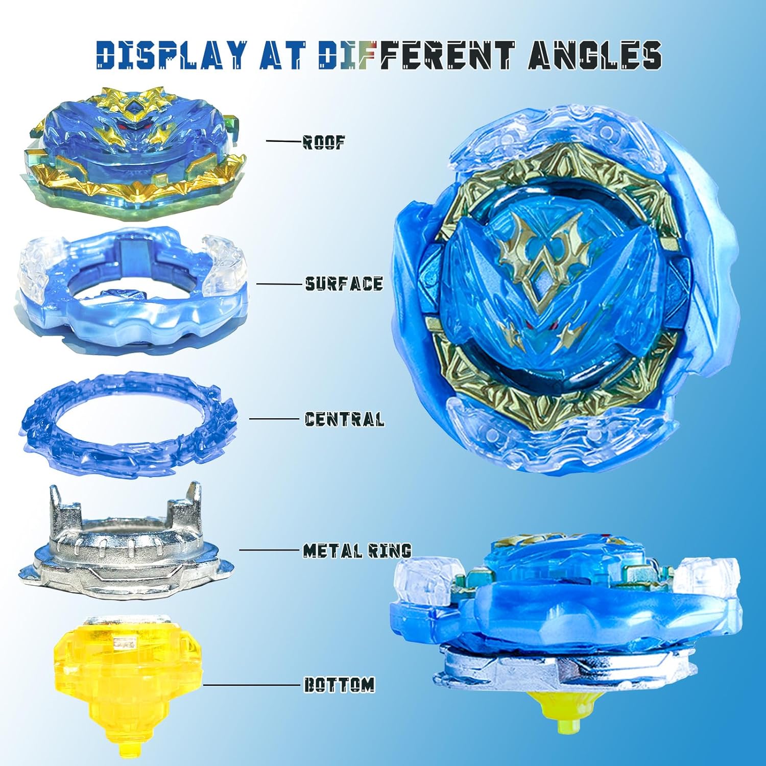 Zelzen Bey Burst Blade Gyro juguete, Bey Metal Fusion Spinning Battling Top Blades con lanzador de cuerda y asa, juegos de lucha de cumpleaños para