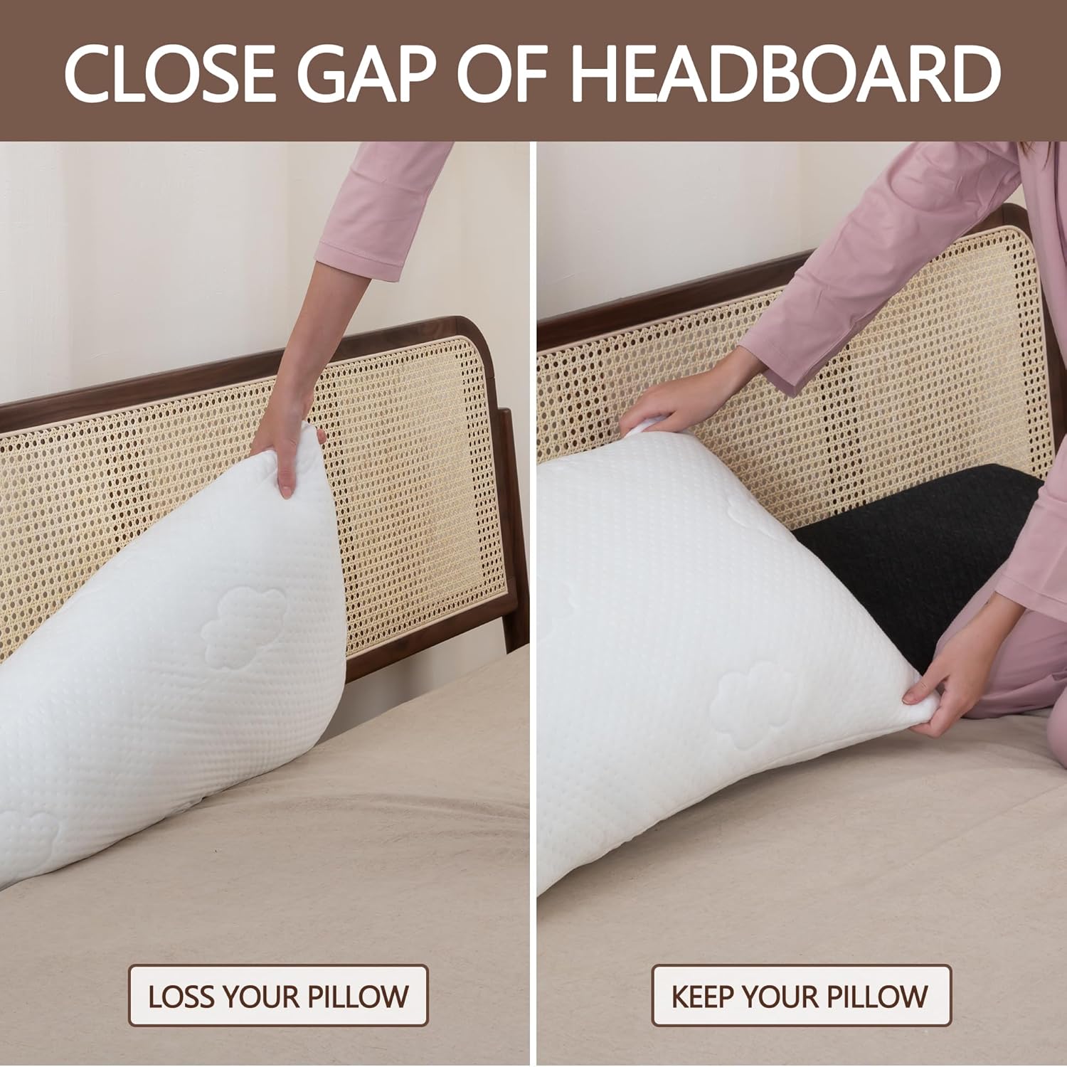 Almohada de cuña de cama, almohada de cabecero, cuña de colchón, cierra el espacio (0-8 pulgadas) entre tu colchón y cabecero, relleno de espacio de