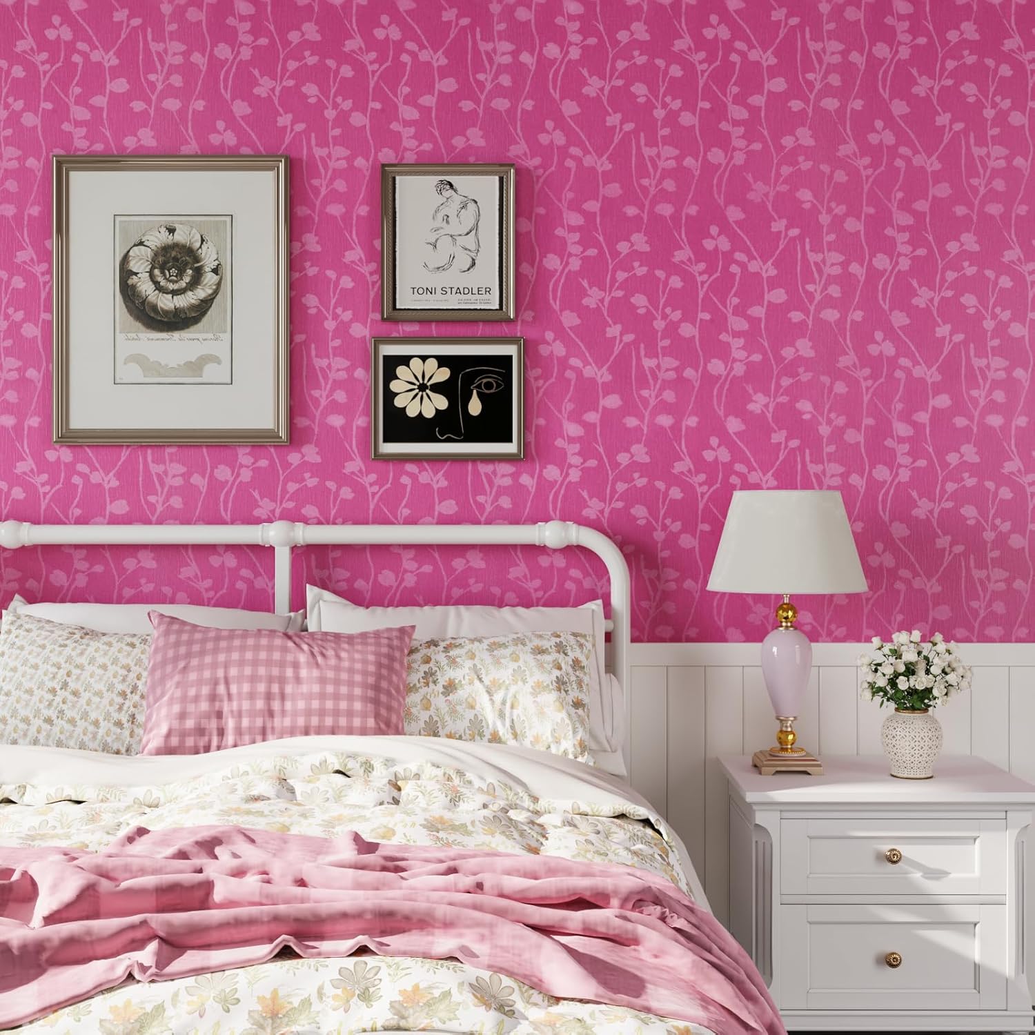 CRE8TIVE Papel tapiz de color rosa para pegar y despegar, papel adhesivo rosa sedoso para gabinetes, impermeable, autoadhesivo, extraíble, papel