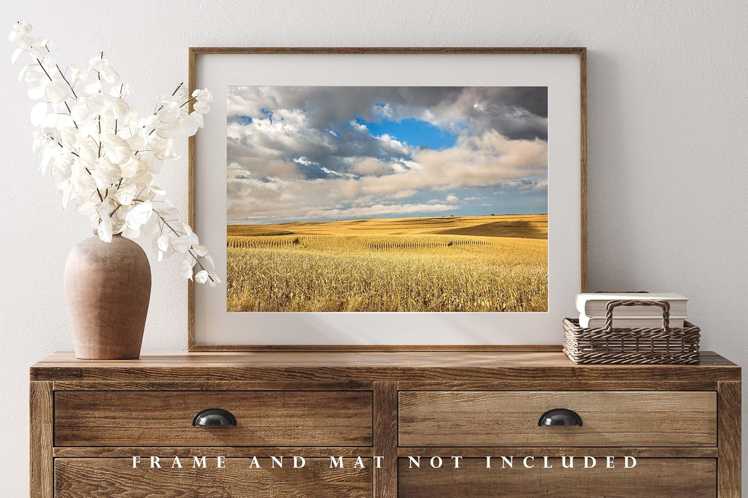 Country Photography Print (Not Framed) Picture of Golden Terraced Corn Fields Under Dreamy Sky on Autumn Day in Iowa Farm Wall Art Farmhouse Decor