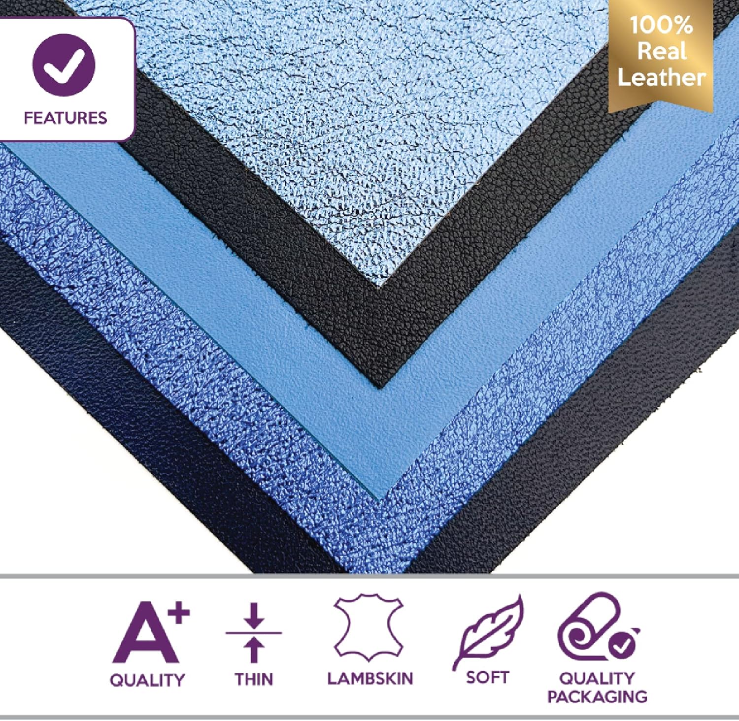 Hojas de cuero azul oscuro 5 piezas de cuero azul para manualidades, 5 x 5 pulgadas  12 x 12 centímetros