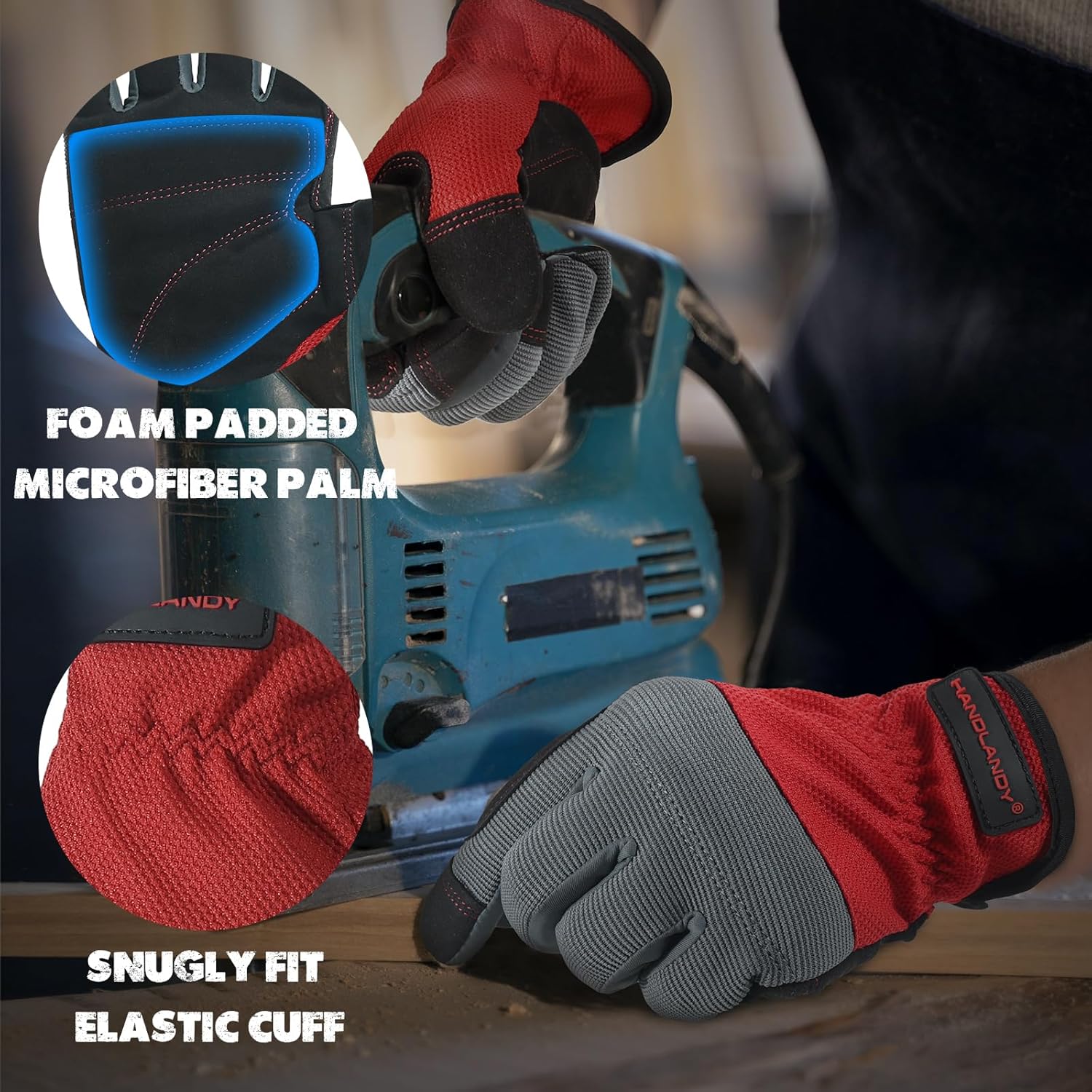 HANDLANDY – Guantes de trabajo para hombre aptas para pantalla táctil, guantes para mecánico flexibles y transpirables, con nudillos y palma