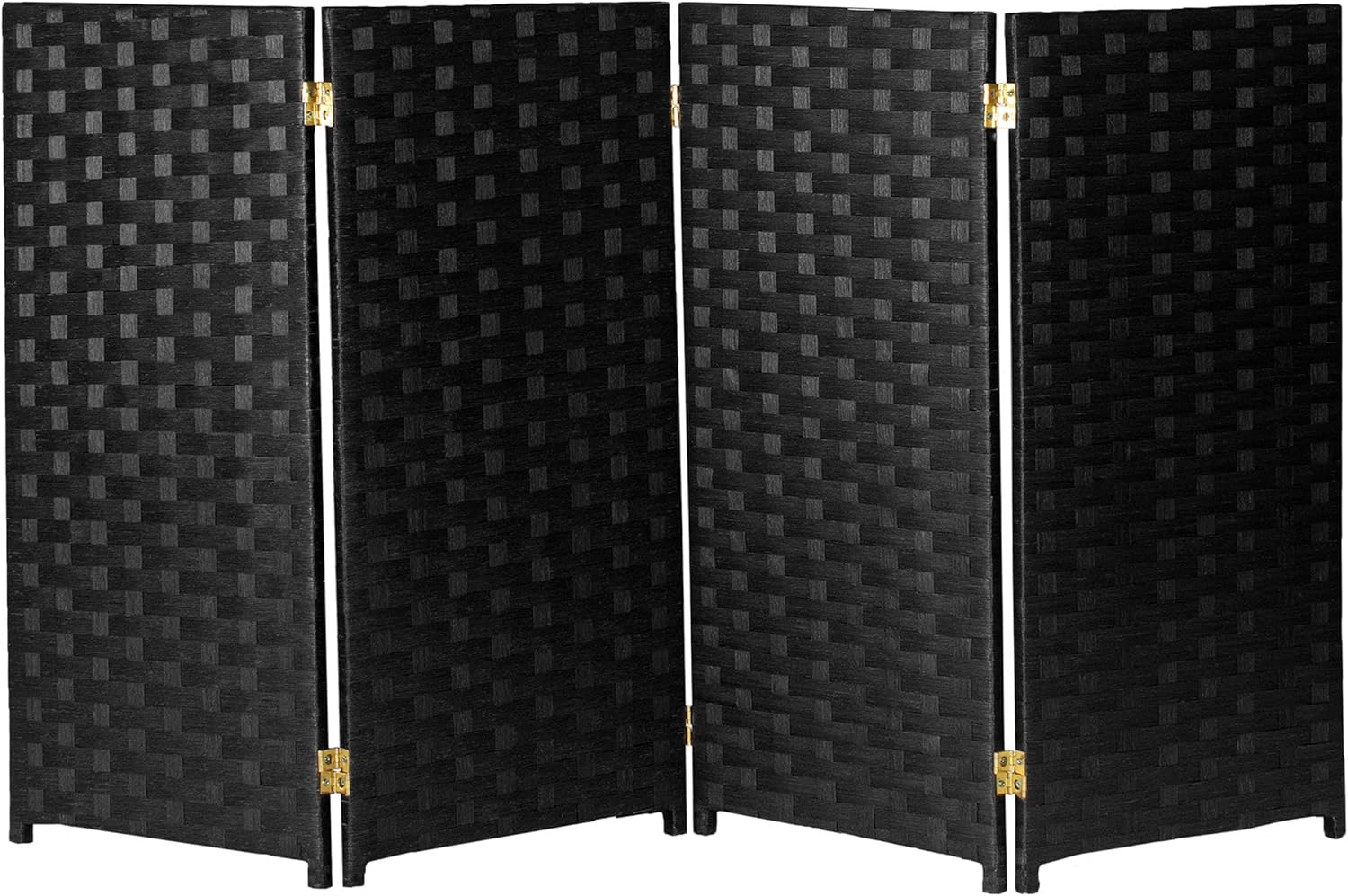 Red Lantern Pantalla plegable de fibra tejida corta de 3 pies – 4 paneles – negro