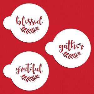 Plantilla de galletas Grateful, Blessed And Gather C993 de Designer Stencils Plantilla de galletas Grateful, Blessed And Gather C993 de Designer Stencils