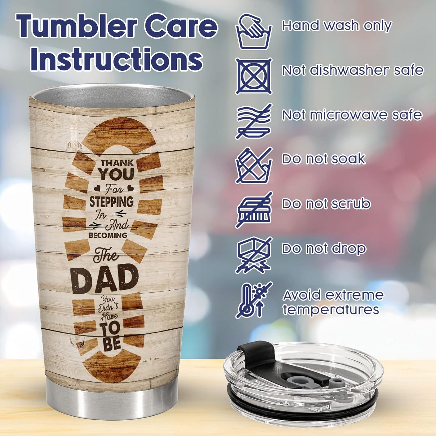 34HD Regalos para el día del padre de hija, hijo, esposa, regalos divertidos para padrastro, papá, marido, vaso de 20 onzas, taza para beber para