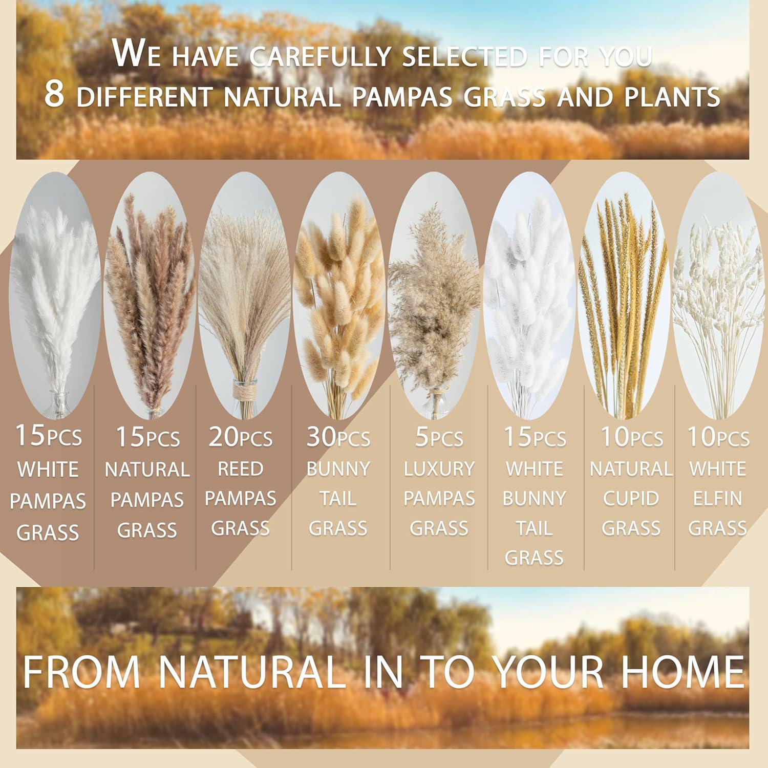 Ramo de flores secas naturales de las pampas, ramo bohemio para decoración del hogar, ramo de flores secas para bodas, arreglos florales, decoración