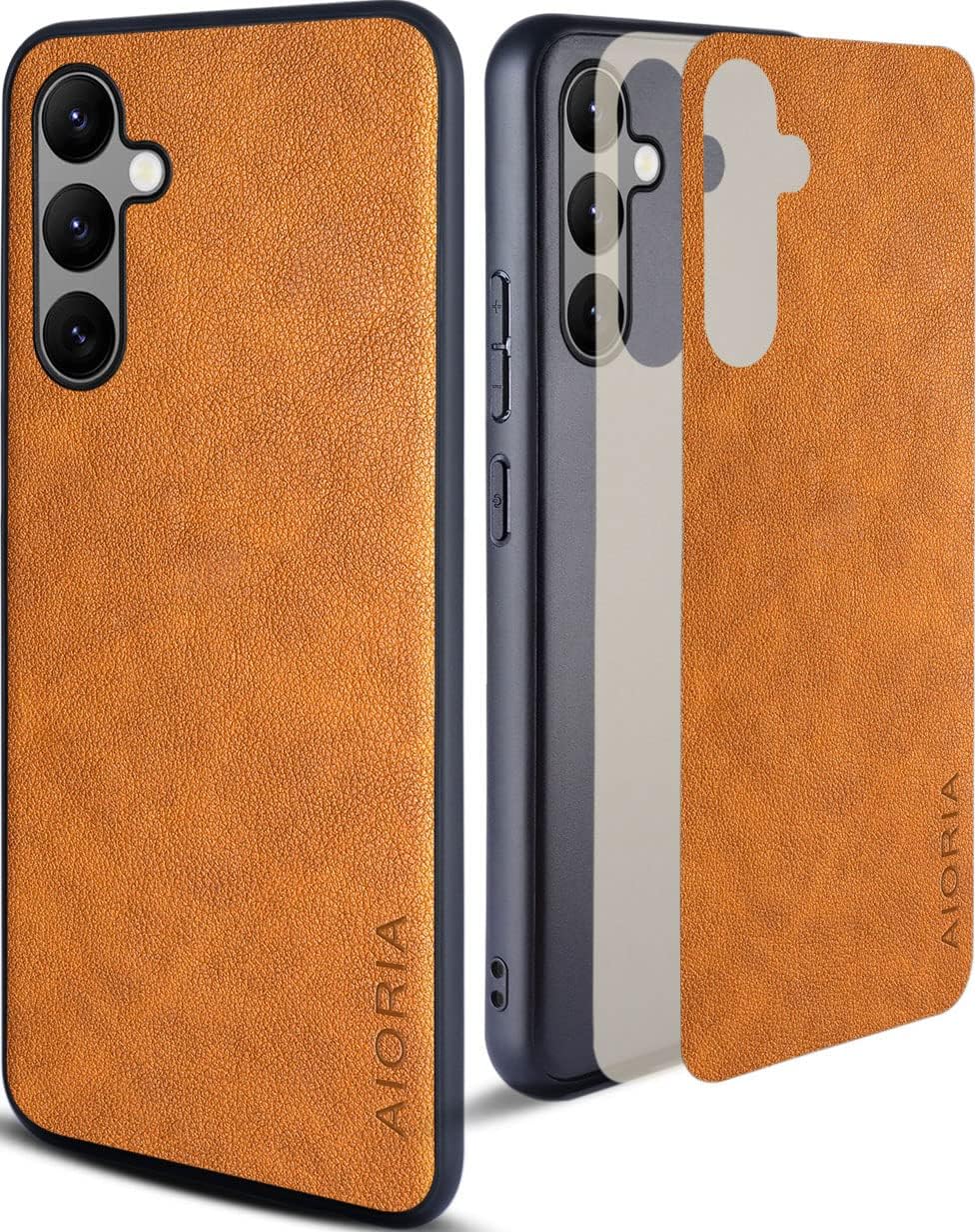 AIORIA Funda protectora completa para Samsung Galaxy A54, funda de cuero premium para teléfono con diseño retro para Samsung Galaxy A54 5G (naranja)