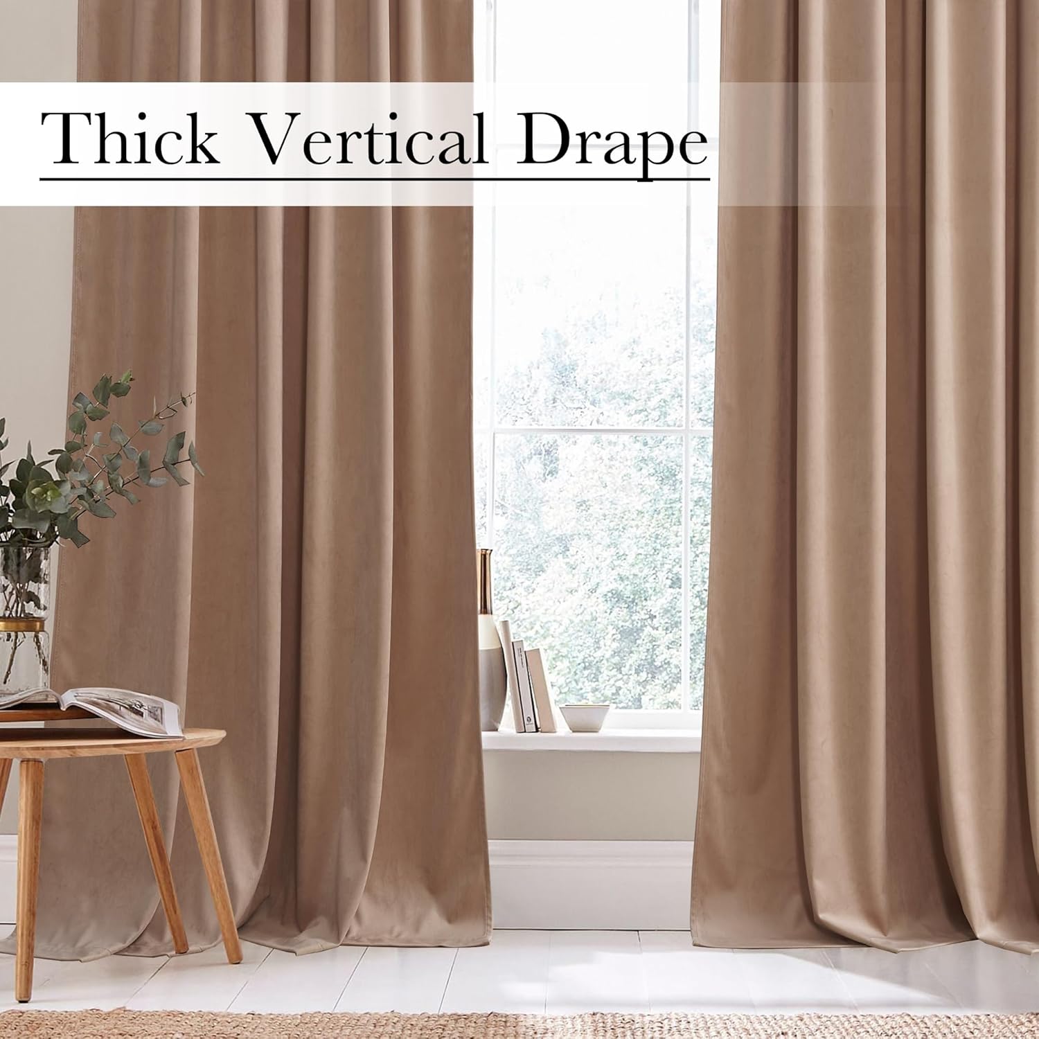 StangH – Cortinas de terciopelo supersuaves para habitación del bebé, dormitorio, sala de estar, comedor, oficina, decoración elegante del hogar, 52