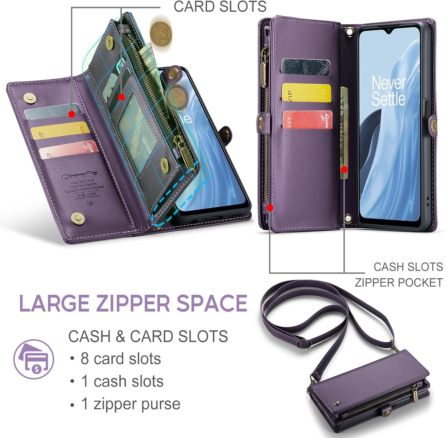 ASAPDOS OnePlus Nord N300 0.18 oz 2022 – Funda tipo cartera, correa de piel sintética retro con cierre magnético, bloqueo RFID, tarjetero y soporte